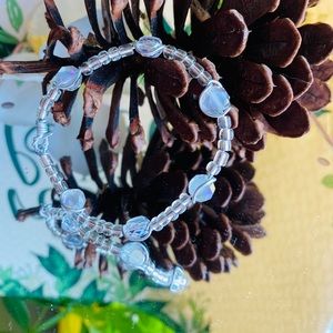 Glass bracelet handmade with silver wire